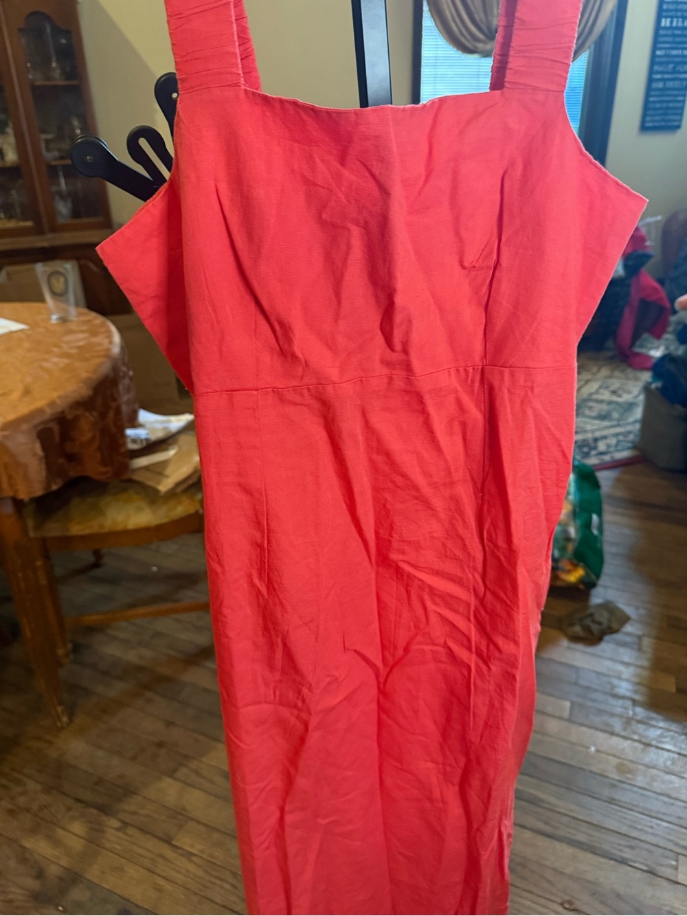 Pact Coral Red Sleeveless Midi Dress